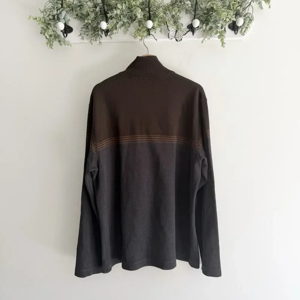 Vintage Mens Banana Republic Colorblock Quarter Zip Mock Neck Sweater XL SJ